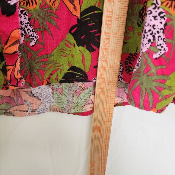 C&C California 100% linen button down shirt blouse magenta tropical print 2X new - Picture 6 of 8
